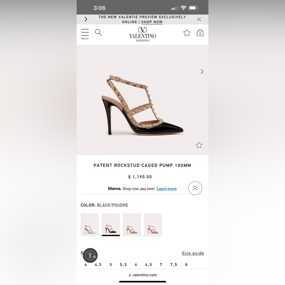 Valentino Garavani PATENT ROCKSTUD CAGED PUMP 100MM size 42